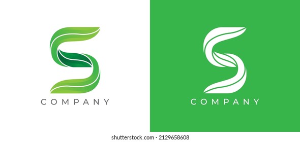 Letter S Leaf logo icon symbol. Vector logo template