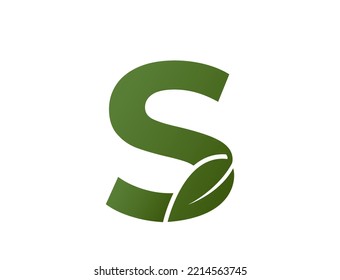 letter s with leaf logo. Initial logo design. eco friendly and environment symbol. isolated vector image