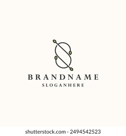 Letter S leaf logo line design illustration vector template

