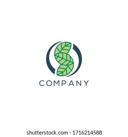 Letter S with leaf Logo template