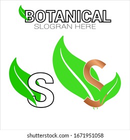Buchstaben s und Leaf Logo-Vektorillustration. Graceful Style. Kalligraphisches schönes Logo. Vintage gezeichnetes Emblem für Buchdesign, Markenname, Visitenkarte, Restaurant, Boutique, Hotel. Vektorillustration