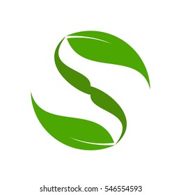 letter s with leaf logo vector