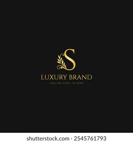 Letter 'S' with leaf for a luxury brand logo, featuring a modern design that emphasizes elegance and sophistication in its visual presentation.