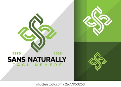 Letra S Hoja Icono de logotipo natural Ilustración de diseño de Vector