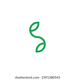 Letra S hoja, símbolo geométrico natural simple vector logo