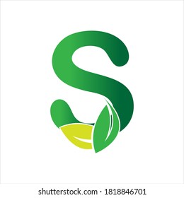 Letra S Con Naturaleza De Hoja Modelo Inicial Diseño Plantilla Vector Ilustración