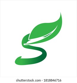 Letter S With Leaf Nature Initial Logo Design Template Vector Illustration