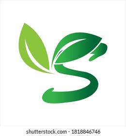 Letter S With Leaf Nature Initial Logo Design Template Vector Illustration