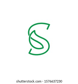 letter s leaf overlapping lines art logo vector