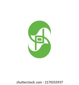 silueta de forma hoja de letra s logotipo geométrico simple