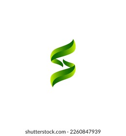 ilustración vectorial de letra S y hoja para un símbolo o icono de logotipo. logotipo inicial de la letra S. adecuado para el logotipo del producto ecológico