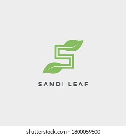 Letter S with leaf vector logo template. Suitable for business, web, natural and design