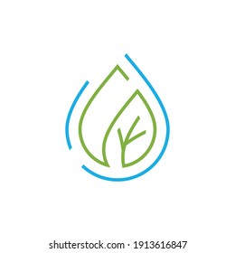 Letter S Leaf and Water Logo Design Vector Graphic