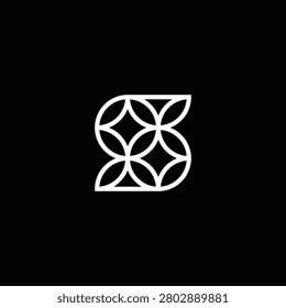Letter S Leafy Star Circles Monogram Template. Modern Celestial Infinity S Monogram Emblem
