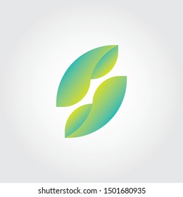 letter S with leaves shape logo design
