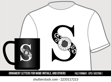 Letter S. Letters Or Ornament Numbers, For Initials On T-Shirts, Mugs, Stickers, Key Chains, And Others.

