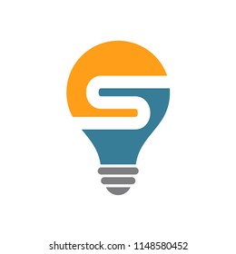 Letter S in Lightbulb Logo Template