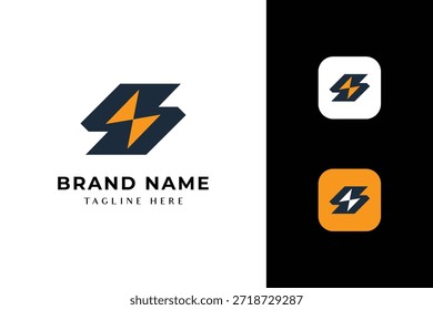 Plantilla de diseño de logotipo de rayo letra S. Icono moderno de la energía del flash para el poder o la marca eléctrica
