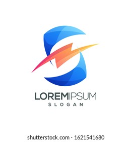 letter S lightning colorful gradient logo design