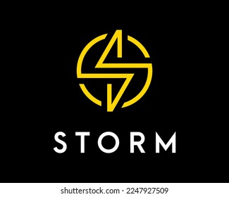 Letter S Lightning Electric Storm Energy Thunder Power Electricity Circle Round Vector Logo Design