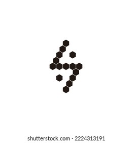 Letter S lightning, hexagons gem geometric symbol simple logo vector