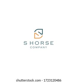 the letter S like the horse icon, line art logo design