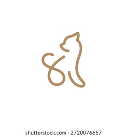 Logo de gato de línea de letra S 