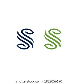 Letter S Line Leaf Nature vector template,eps 10