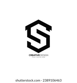 Letter S line shape creative negative space house roofing real estate business monogram logo