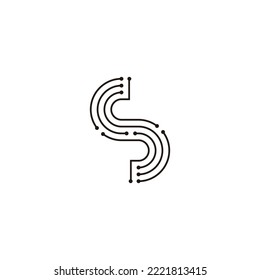 Letter S lines, curve, technology geometric symbol simple logo vector