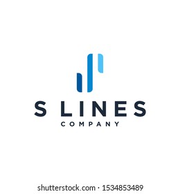 Letter S with Lines Logo, Three Line Company Logo, Modern and Simple Logo Creative