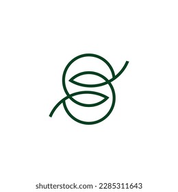 letter s linked geometric line leaf logo vector 