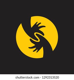 letter s linked hand symbol logo decoration vector