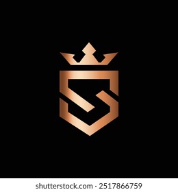 Letter S Linked Monogram Crown King Logotype, S shield logo with crown