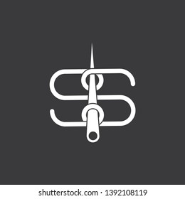 letter s linked thread needle symbol logo vector