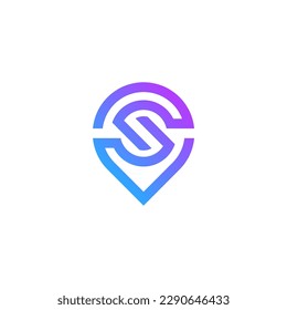 Letter S Location Logo Design Sign. Location Icon Concept With Alphabet For Road Direction Symbol Vector Template