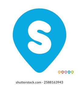 Letter S location map pin icon, initial S gps pointer symbol vector illustration