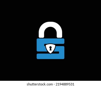Letter S lock and Security Logo design concept. Creative Protection, lock and Security Vector Illustration on Black Background.