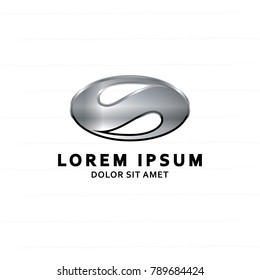 letter S logo 05 with infinity shape and silver color