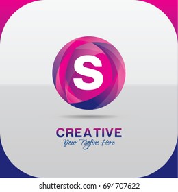 Letter S logo abstract symbol in the colorful circle. Template for your design