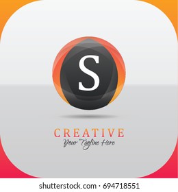 Letter S logo abstract symbol in the colorful circle. Template for your design