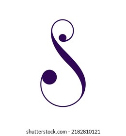 Logo de la letra S. Alfabeto inicial. Señal de aislamiento en el fondo de la luz. Giro decorativo, icono de estilo de lujo para la identidad de marca. Elegante caligrafía, belleza, diseño deco monograma.