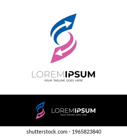 Letter S logo and arrow design template, swoosh arrow icons