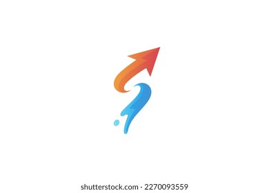 Logo mit Pfeil-Form mit Wassersplash-Effekt in einfachem Design