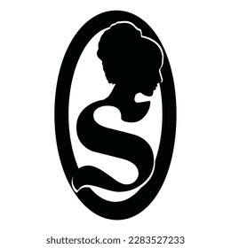 LETTER S LOGO WITH A BEAUTIFUL WOMAN'S SILHOUETTE