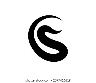 Letter S logo black circular like a snake