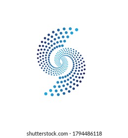 Letter S logo , Blue Bold circle logo on white background. technology,electronics,digital,dot connection cross vector logo icon logotype