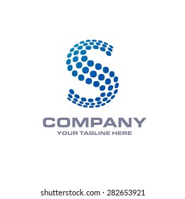 Letter s logo , Blue Bold sphare logo on white background . Place for Company name and tag line . Business logo - vector illustration