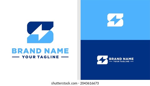 LETTER S LOGO BOLT NEGATIVE SPACE EDITABLE