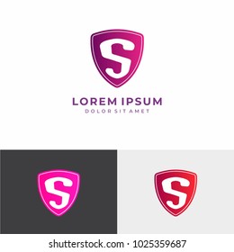 Letter S Logo. C Letter Design Vector with Shield